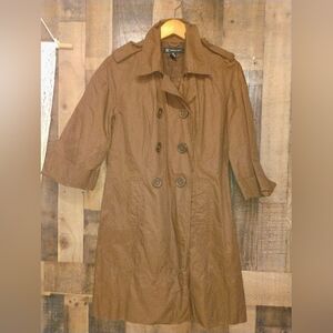 INC International Concepts Chocolate Brown Long Coat Jacket Women's Size Medium